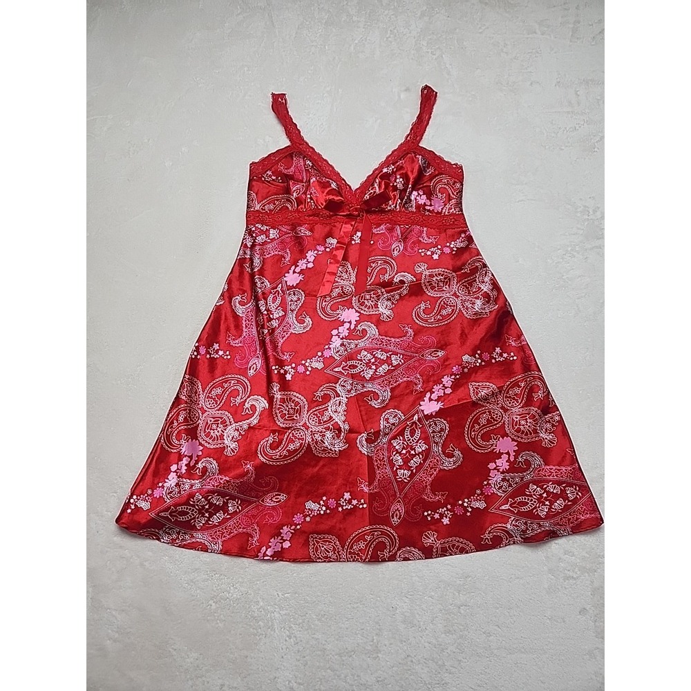 Enchanting Gown Nightie Rwd‎ Paisley Lace Straps Small